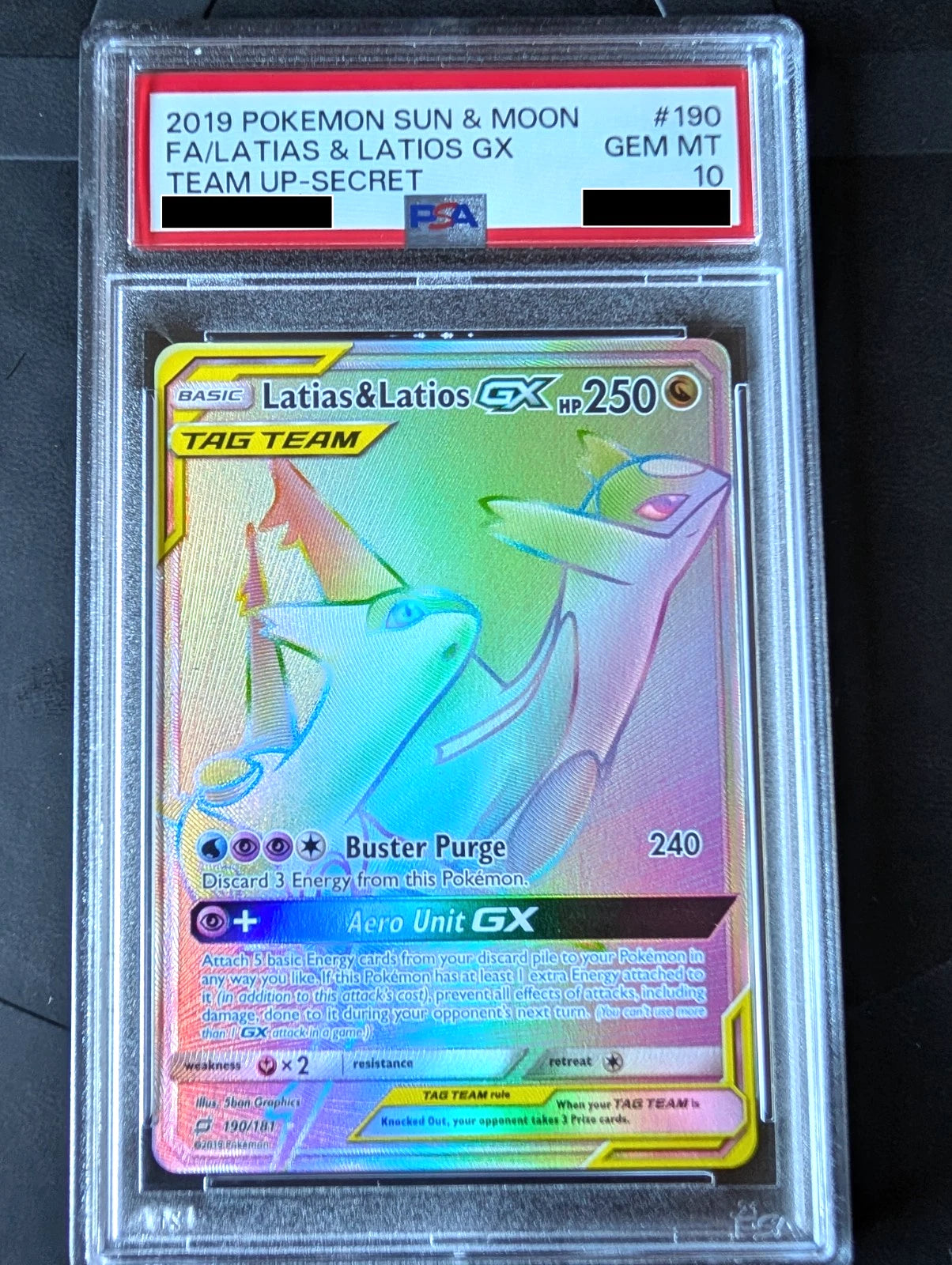 Pokemon Latias & Latios GX Secret PSA 10 GEM MINT Team Up #190