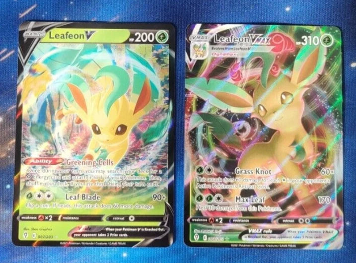 Leafeon V & Leafeon VMAX Pokémon 2 Card Lot - Ultra Rare Duo from Evolving Skies