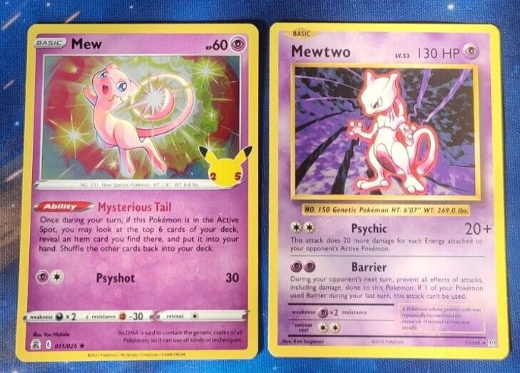 Mew & Mewtwo - Rare Legendary Pokemon Card Mini Set